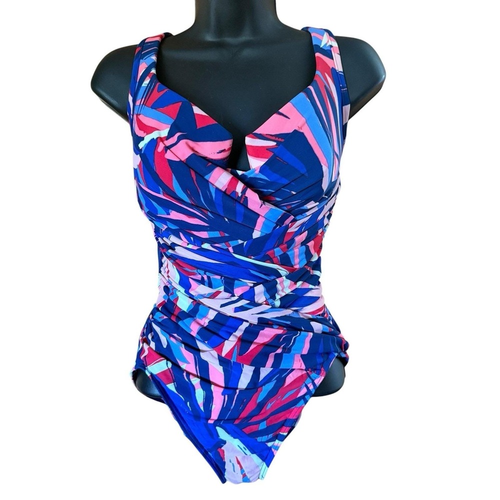 Vintage Miraclesuit Swimsuit Sz 6 One Piece 4th Of July Red White Blue Patriotic